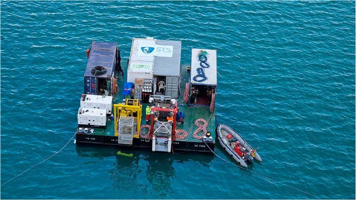 Una inmersión extrema: 6 buzos trabajan a 50 metros para reparar el desagüe de El Grado