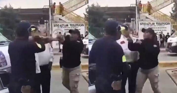 Cachetada, gritos y reclamos: así terminó el conflicto entre una policía y un chofer en Teoloyucan
