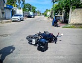 Menor de edad choca contra motocicleta y termina impactado en una barda en Chetumal 