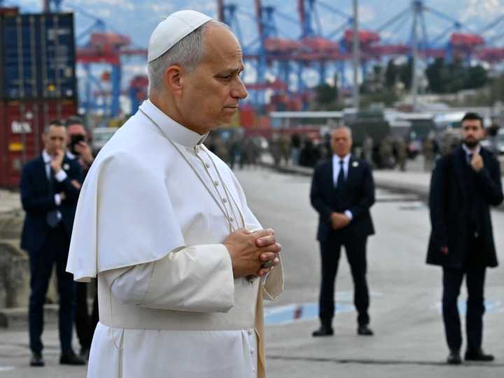 Photos: Pope prays at site of 2020 Beirut port explosion