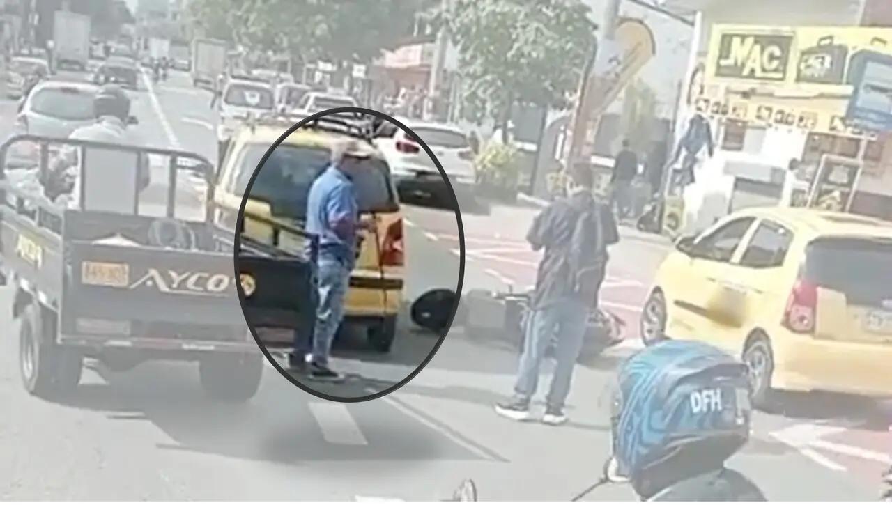 ¡Tan drámatico! Taxista sacó machete por un simple choque en Itagüí