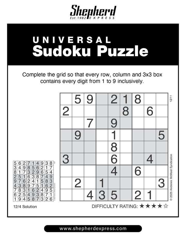 Sudoku: Dec. 11, 2025