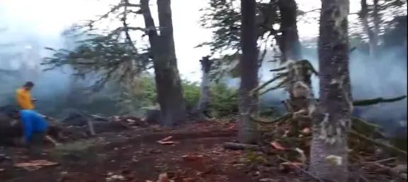 Tras las lluvias, sigue activo un foco de incendio en la veranada de Ambrosio Huilipán