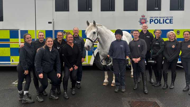 ‘Loved by everyone’: police horse who stood firm under fire and won national bravery award retires to live with his vet