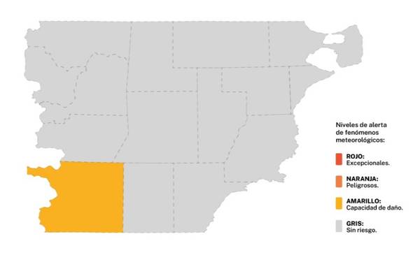 Alerta amarilla por vientos este jueves en Chubut