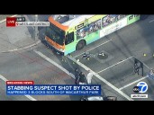 Suspect accused of stabbing man  shot by plainclothes detective, LAPD says