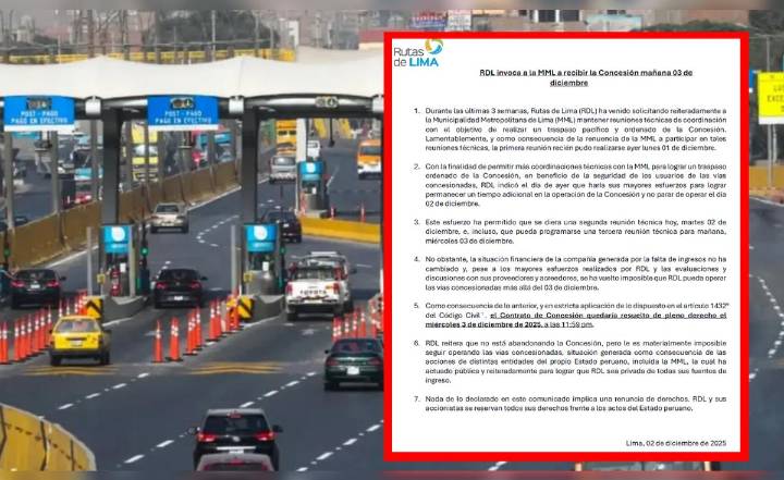 Rutas de Lima confirma que dejará de operar el 3 de diciembre por falta de ingresos