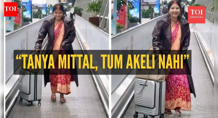 “Tanya Mittal, tum akeli nahi”: Newlywed bride in a saree turns heads at the airport