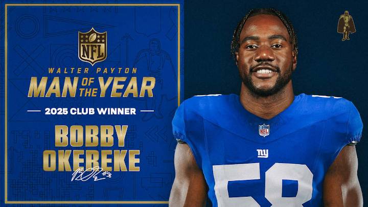Bobby Okereke named Giants' Walter Payton NFL Man of the Year