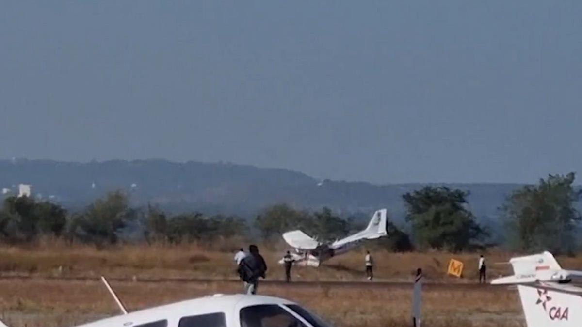 Scary moment as trainee aircraft skids off at MP’s Dhana airstrip; pilot safe