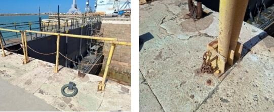 Navantia renovará toda la barandilla perimetral del dique 2 del astillero de San Fernando