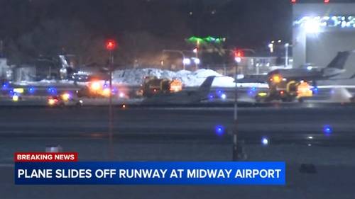 Ground stop at Midway airport lifted after small plane slides off runway amid holiday travel; flights canceled, delayed at O'Hare