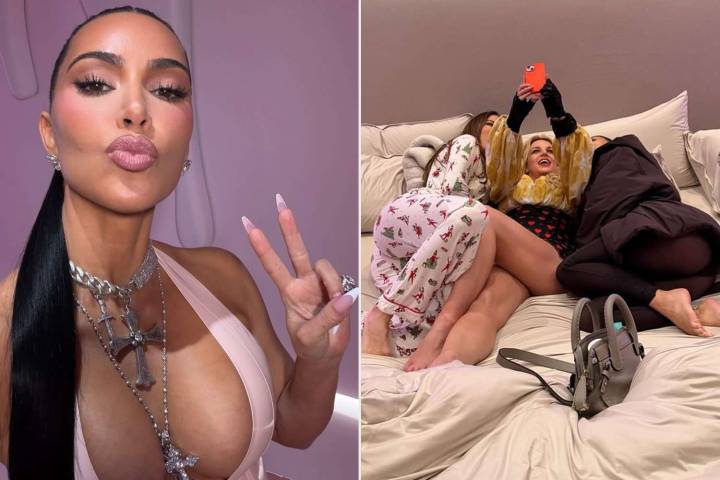 Kim Kardashian Snuggles with Britney Spears and Sister Khloé in Bedroom Selfie