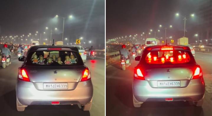Watch: Pune Car’s Rear Dashboard Dolls Give Traffic a Spine
