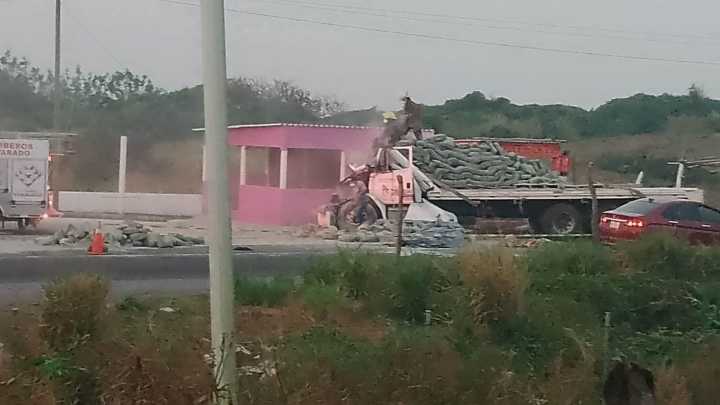 Conductor Muere Prensado en Carretera de Veracruz; Su Carga lo Aplastó tras el Impacto