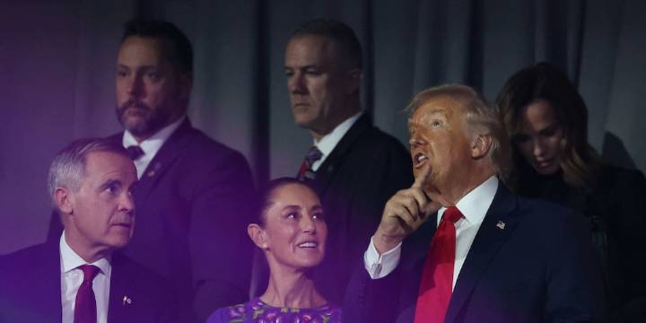 Sheinbaum, Trump y Carney sostienen su primera reunión en privado tras Sorteo del Mundial 2026