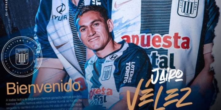 Alianza Lima oficializa la incorporación de Jairo Vélez para disputar la Liga 1 y la Copa Libertadores 2026: “A darlo todo por esta camiseta”