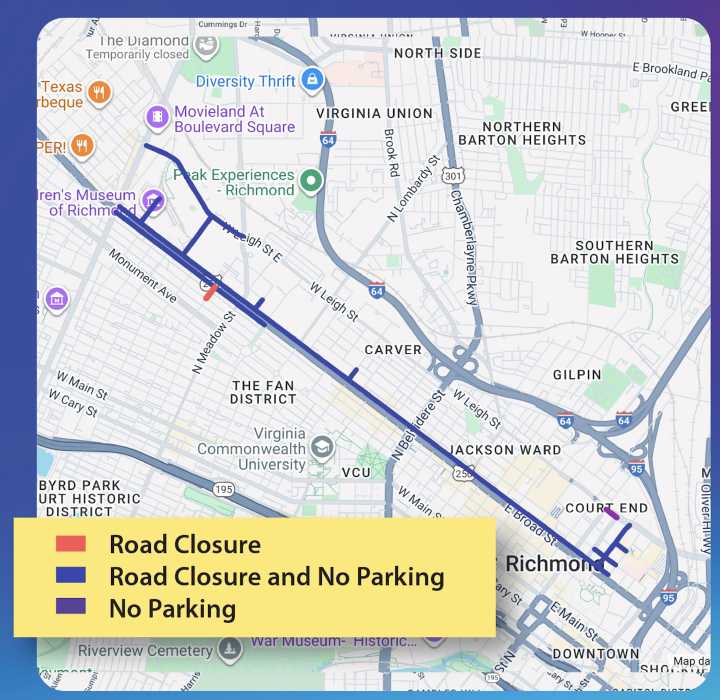 These roads will be closed for the Dominion Energy Christmas Parade in Richmond