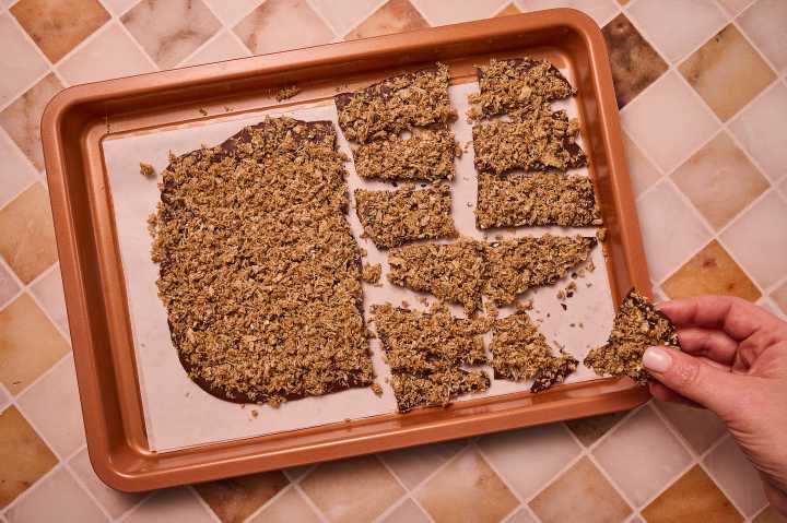 This crunchy chocolate-tahini bark channels Dubai chocolate with a twist