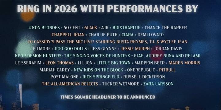 ‘New Year’s Rockin’ Eve 2026′ Performers Lineup: Mariah Carey Returns, Tons of Other Stars Booked! | 2026 New Years Eve, 4 Non Blondes, 50 Cent, AJR, Audrey Nuna and REI AMI, BigXThaPlug, Chance the R