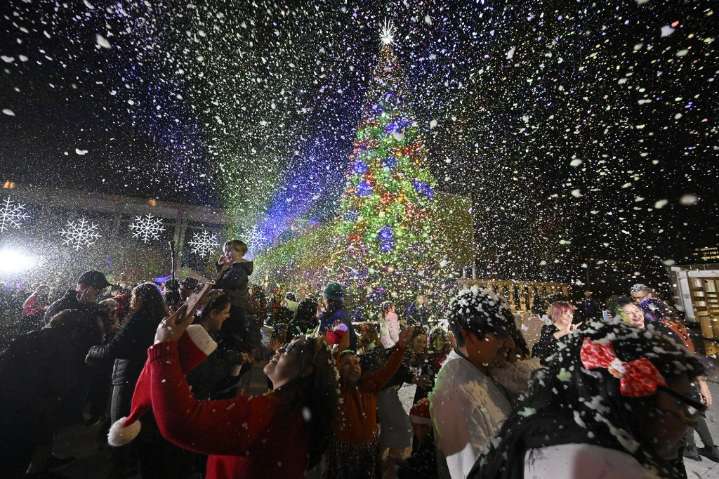 A tradition since 1948, LA County Christmas tree lighting draws crowd to Music Center
