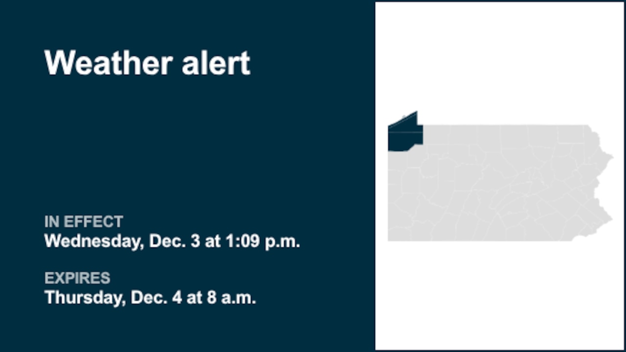 Weather alert for Northwest Pa. until Thursday morning