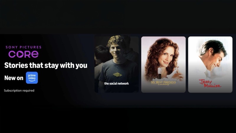 Sony Pictures Core Channel Now on Prime Video in Canada