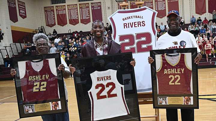 Watch Saniya Rivers interview before jersey retirement at Ashley High School