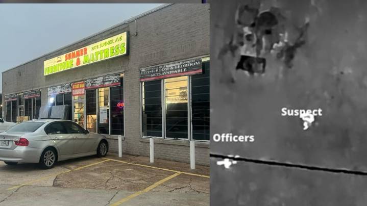 Store owner reacts after police use drones to catch burglary suspects