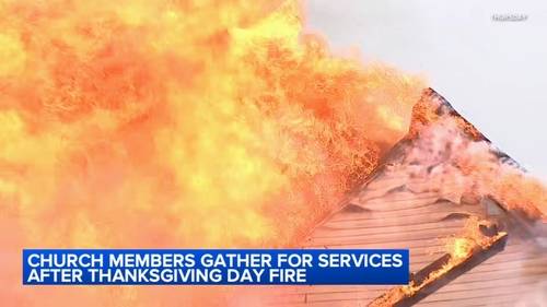 Renewal Life Church members gather for services after Thanksgiving Day fire on South Emerald Avenue in Englewood, officials say