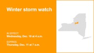 Winter storm watch affecting Oneida County Wednesday and Thursday
