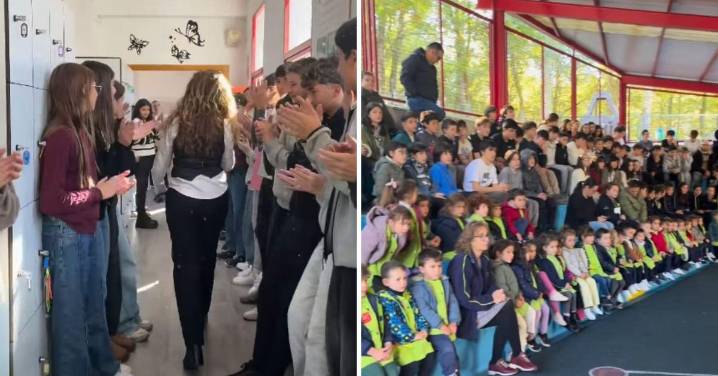 Vídeo | La emotiva despedida de Ana, una profesora jubilada en Ourense: "34 años después no te olvidamos"