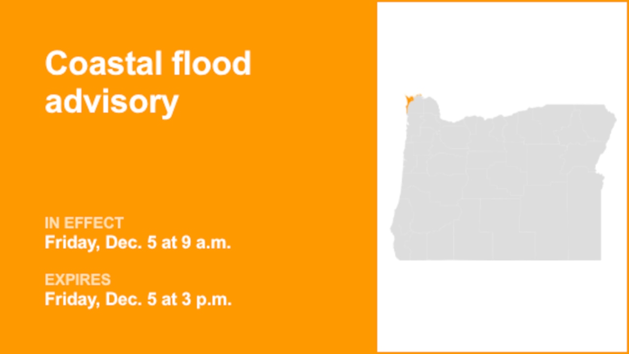 Coastal flood advisory active for Clatsop County Coast Friday