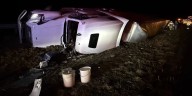 Driver hospitalized after tractor trailer rollover