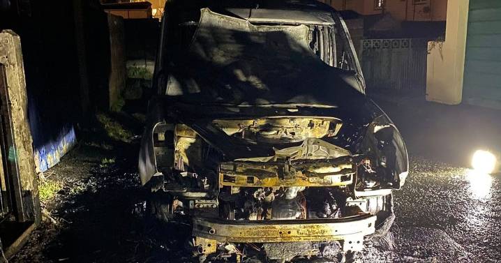 Van completely destroyed in Devon blaze