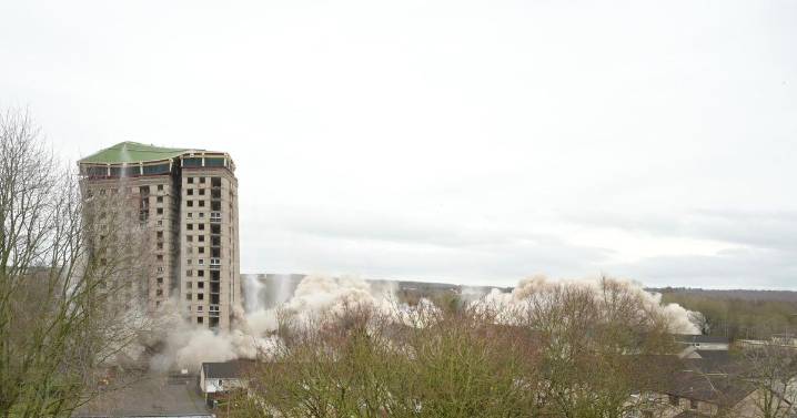 Motherwell high-rise flats demolished within seconds in controlled explosion