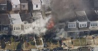 Large rowhome fire burning in Philadelphia's Ogontz neighborhood