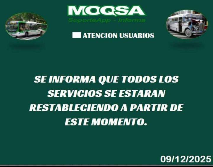 Se restablece el servicio de colectivos de MOQSA tras la suspensión en el inicio...