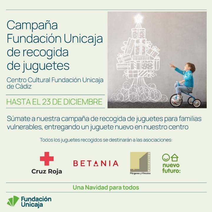 Fundación Unicaja pone en marcha una campaña de recogida de juguetes en Cádiz