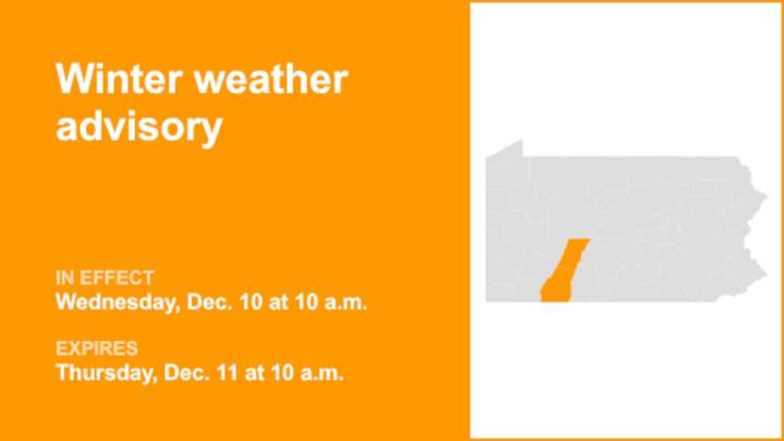 Winter weather advisory affecting Cambria and Somerset counties Wednesday and Thursday