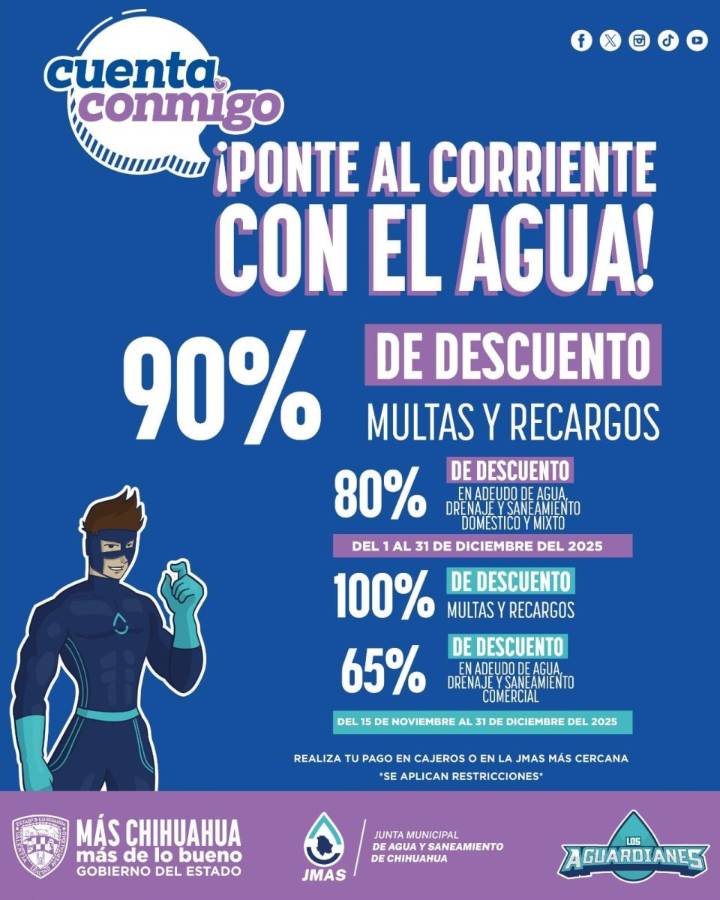 Invita JMAS Chihuahua a aprovechar los descuentos del mes de diciembre