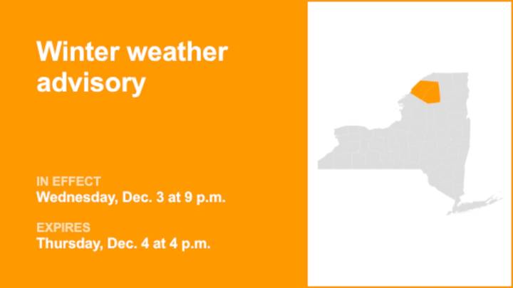 NY weather: Winter weather advisory affecting St. Lawrence County until early Thursday evening
