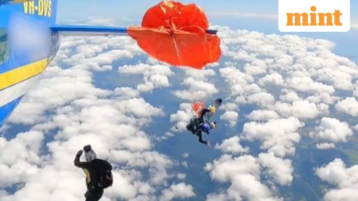 Skydiver left dangling from plane’s tail in terrifying mid