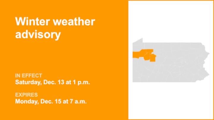 Update: Winter weather advisory for Northwest Pa. from Saturday to Monday