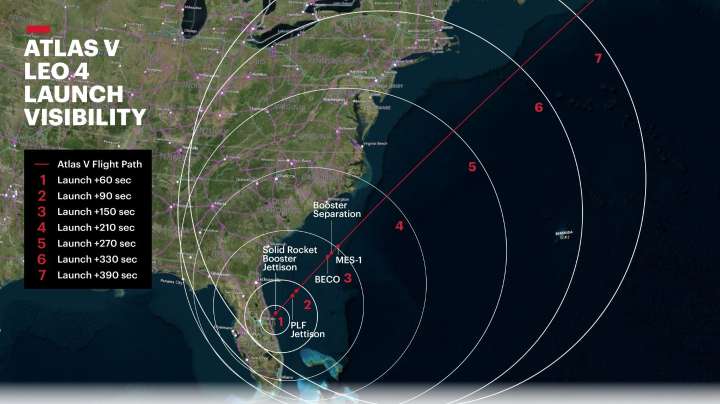 Florida rocket launch may be seen in other states. See ULA visibility map