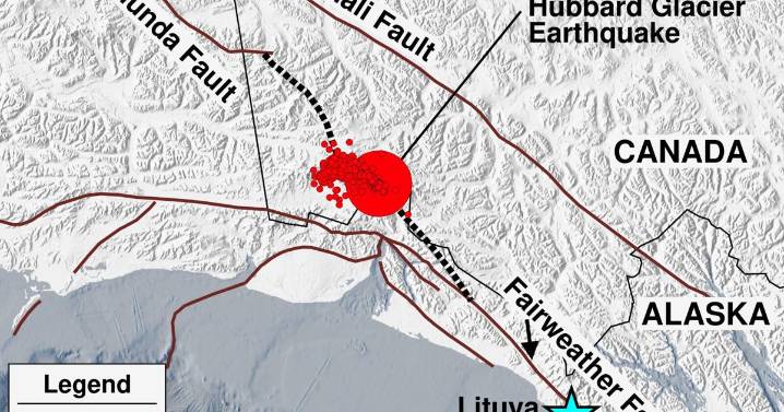A wrinkle beneath the icy face of Alaska