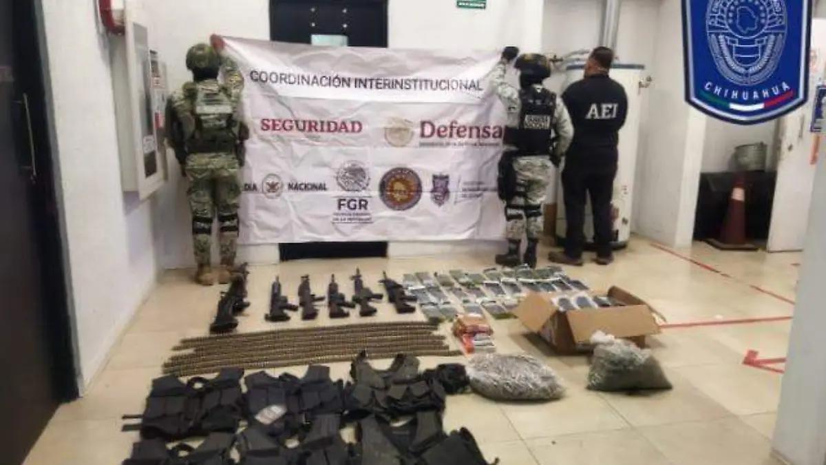Aseguran arsenal, droga y equipo táctico en Santa Bárbara durante operativo de seguridad