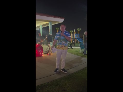 Mayor Adrian Petrila leads the countdown to the tree lighting in St. Pete Beach