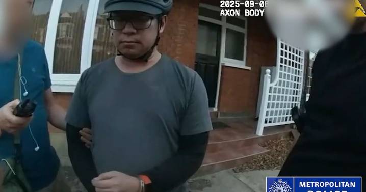 Moment paedophile nursery worker Vincent Chan appears to sigh as he's arrested