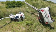 Basail: una mujer volcó en la Ruta 11 tras perder el control de su auto y se salvó de milagro